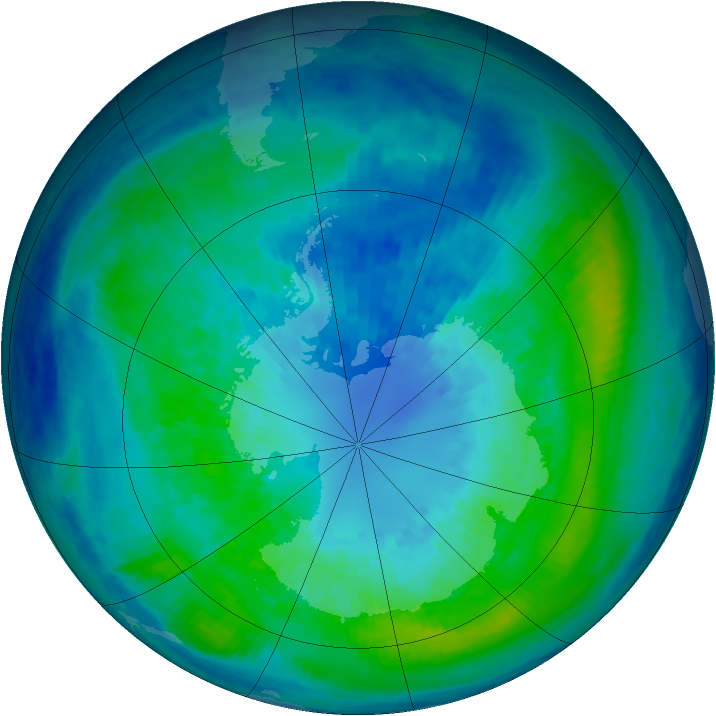 Antarctic ozone map for 02 April 2004